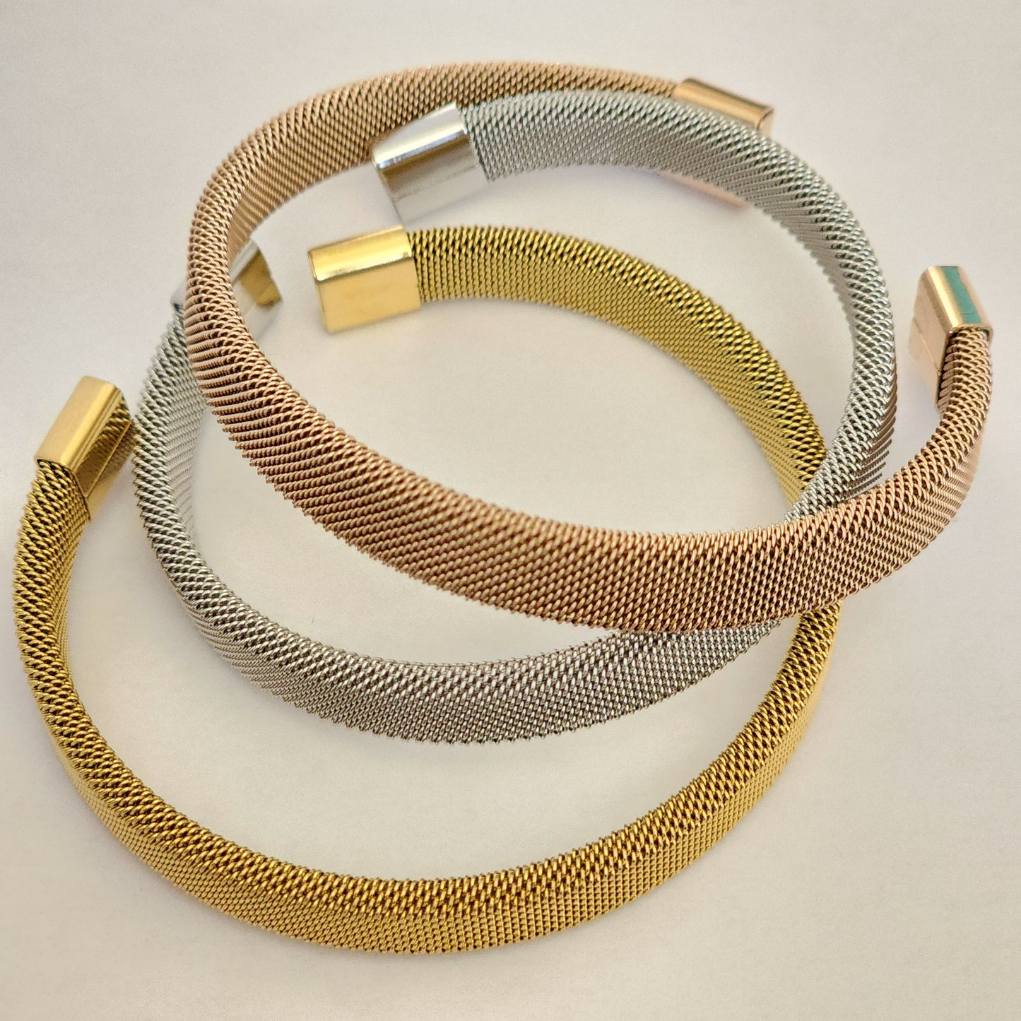 Stainless steel mesh cuff bracelet