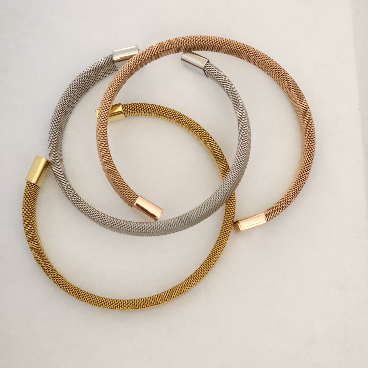 Stainless steel mesh cuff bracelet