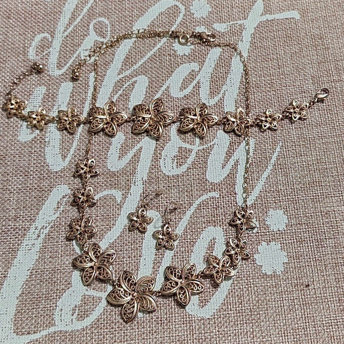 Matching necklace bracelet and earrings set