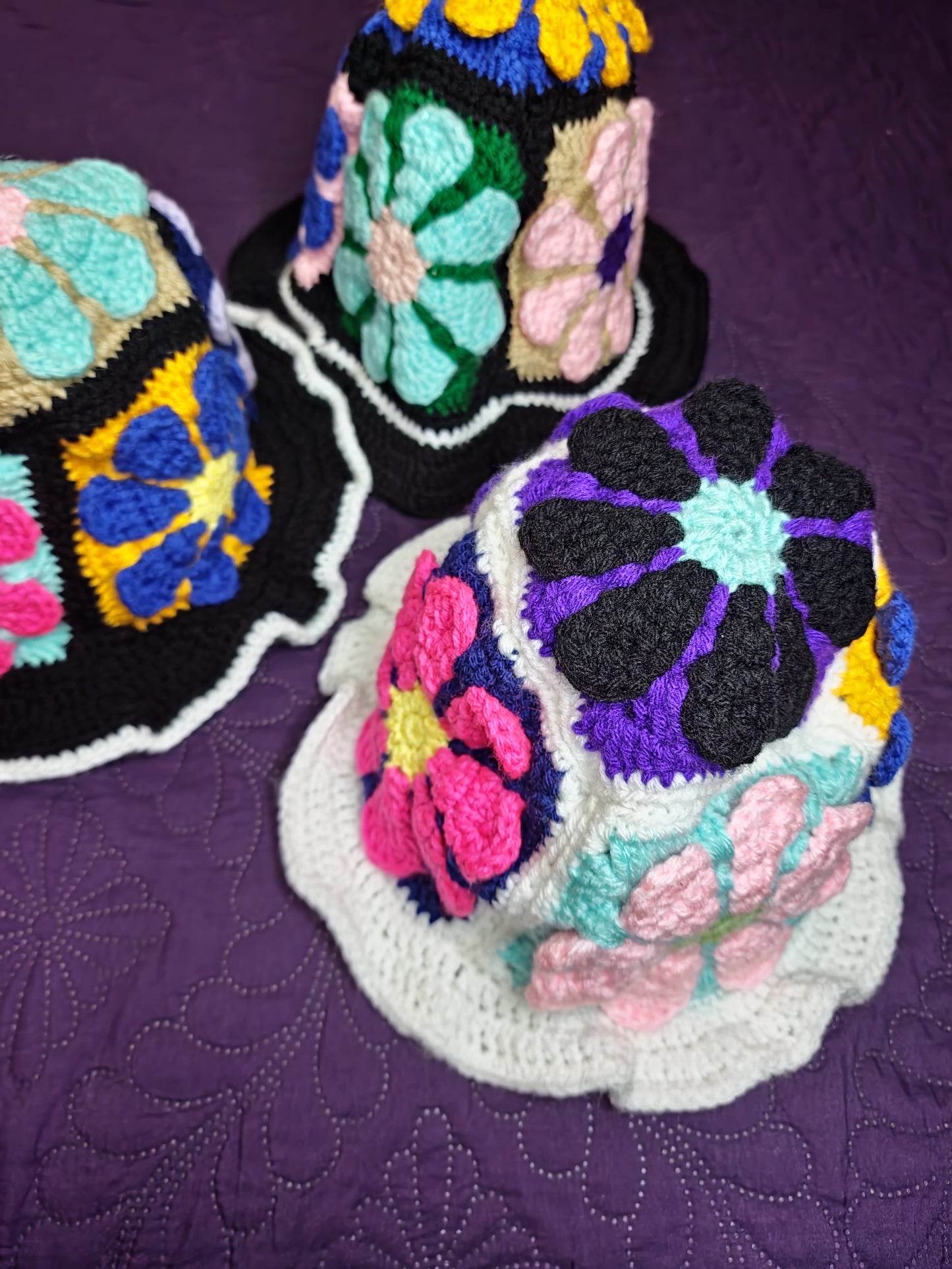 2D flower Crochet bucket hat