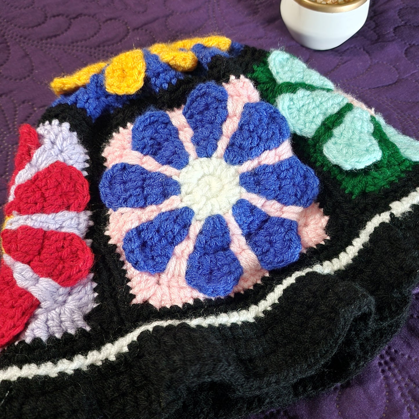 2D flower Crochet bucket hat